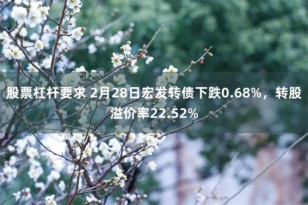 股票杠杆要求 2月28日宏发转债下跌0.68%，转股溢价率22.52%