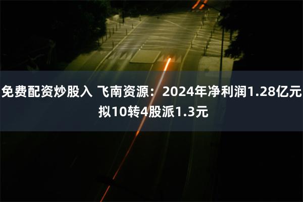 免费配资炒股入 飞南资源：2024年净利润1.28亿元 拟10转4股派1.3元