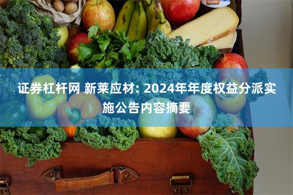 证券杠杆网 新莱应材: 2024年年度权益分派实施公告内容摘要